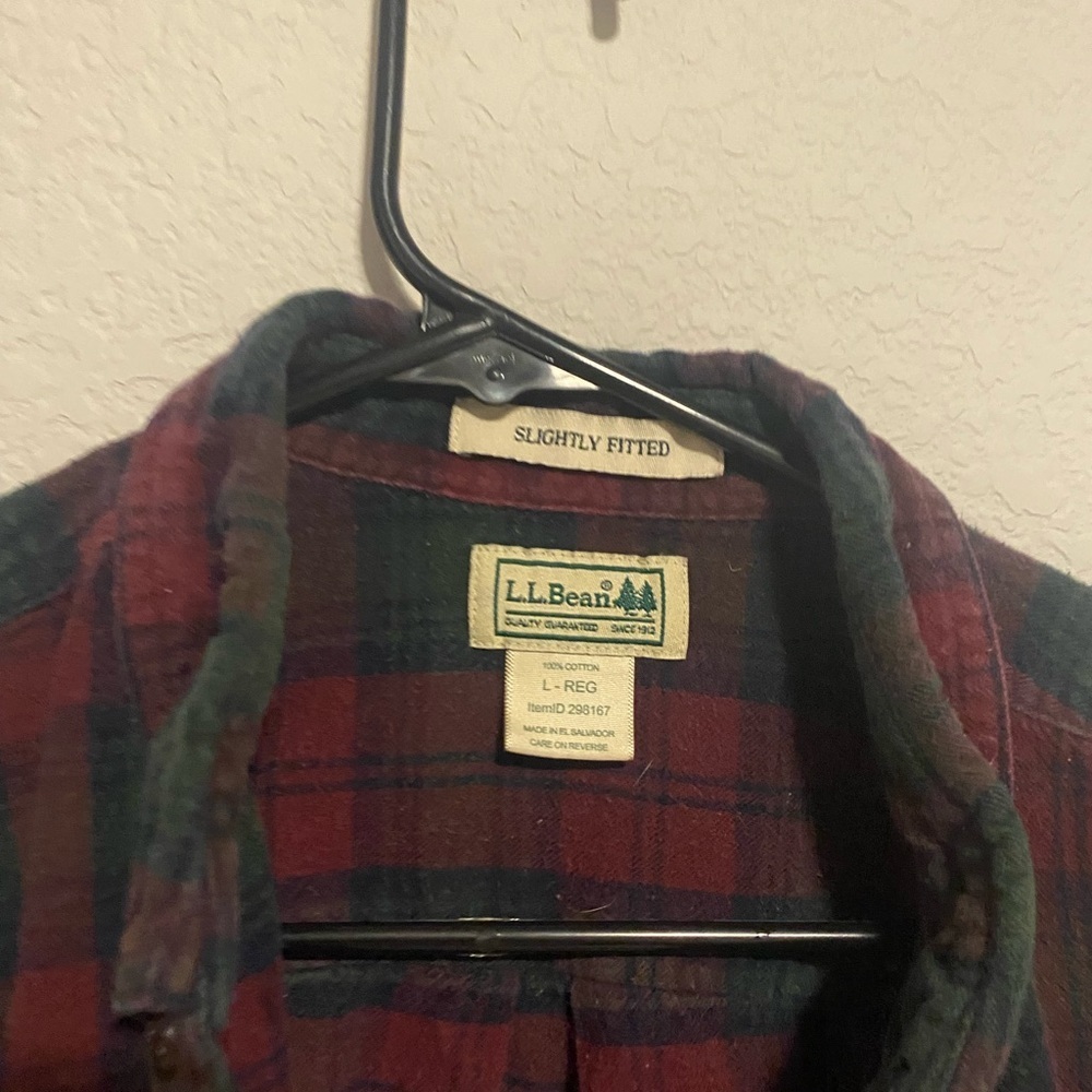 L.L. Bean Men's Plaid Shirt - Red and Green - Picture 2 of 4